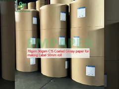 70gm 90gm C1S 레이팅 된 빛나는 종이 라벨 50mm 롤을 만들기 위해