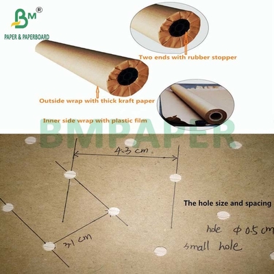 60그램 70그램 퍼포레이트 된 종이 Kraft 66 "X 300Yardas 퍼뜨리고 절단