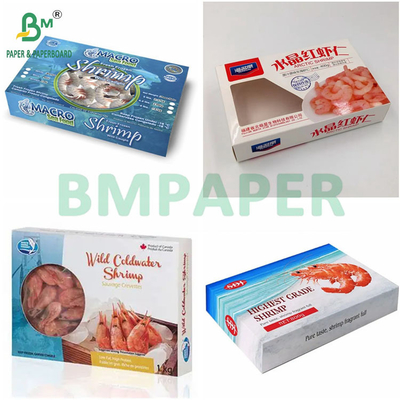 250g + 15g 18g 냉동 새우 포장 상자를 만들기 위해 PE 코팅 된 흰색 고지