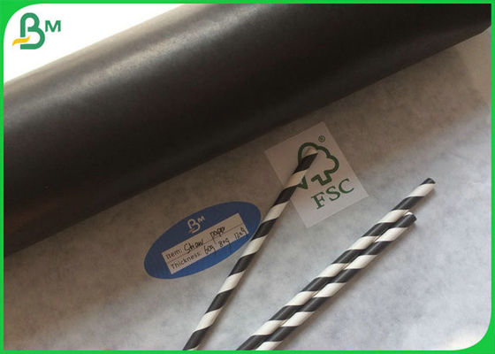 60gsm FSC와 FDA 증명서 커피 또는 우유 차를 위한 인쇄할 수 있는 까만 밀짚 음식 급료 종이 목록